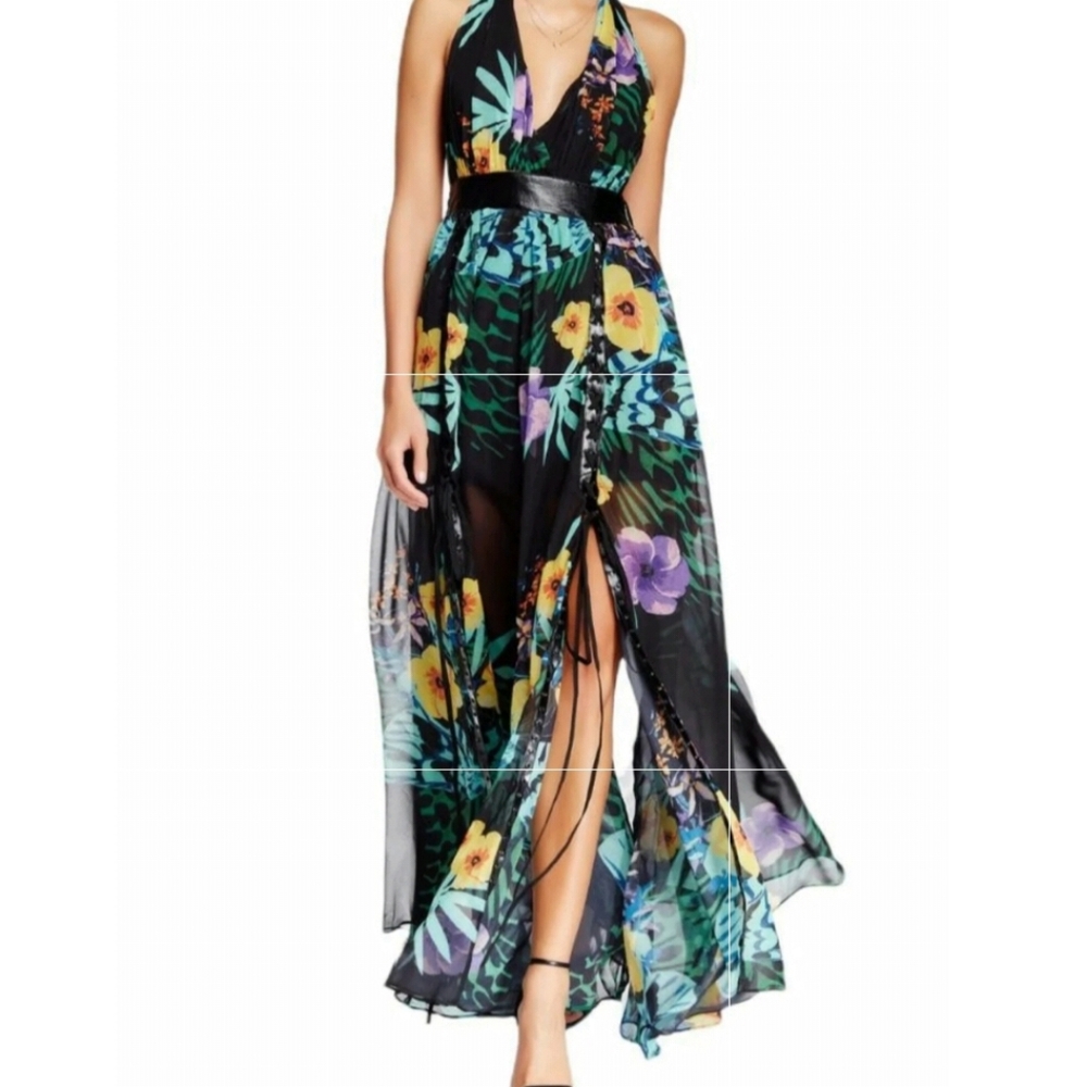 TOV Flower Print Racerback Maxi Dress Size M